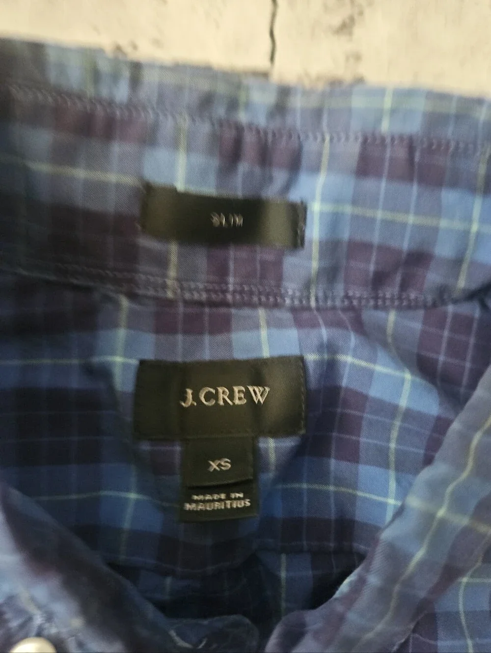 J.crew Slim Fit Blue Plaid Print Button Down Shirt Xs